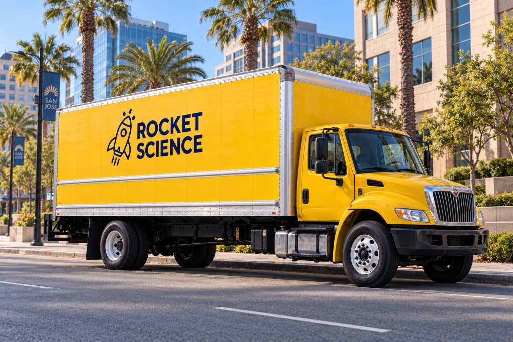 Rocket Science Moving Company truck in San Jose, CA