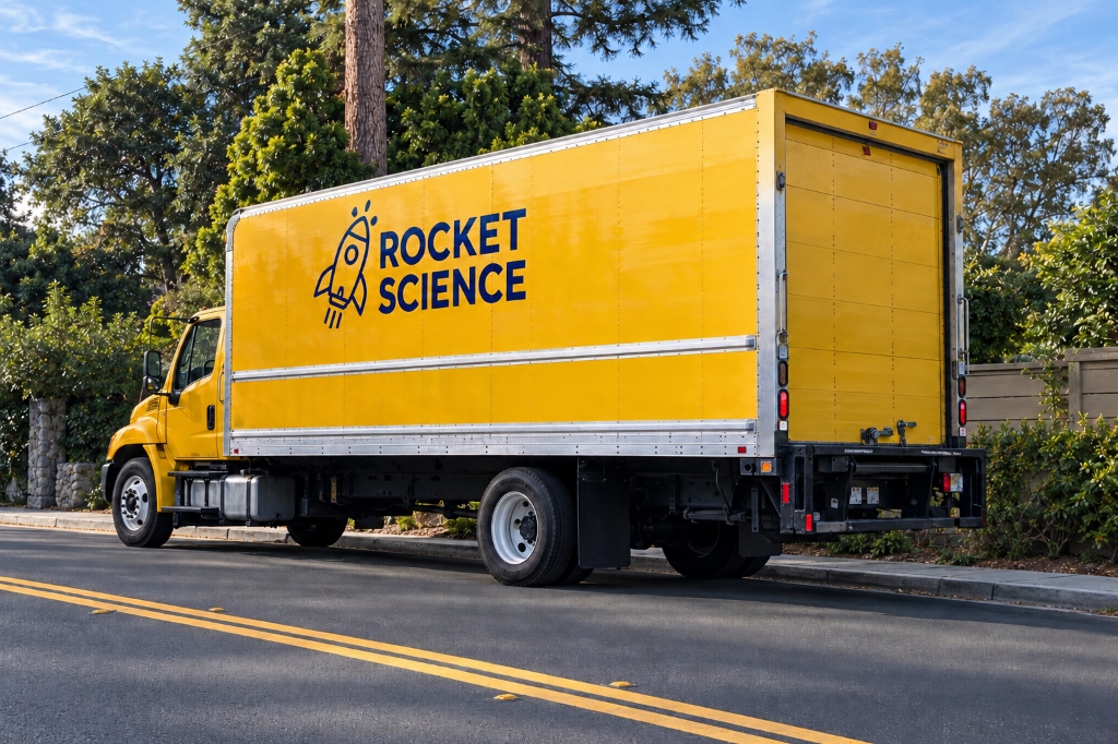 Rocket Science Moving Company truck in San Francisco, CA